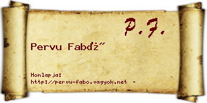 Pervu Fabó névjegykártya